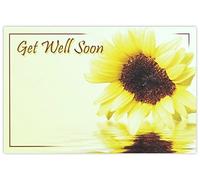 celloexpress Get Well Soon (Sunflower) Flower Message Cards - 60mm x 90mm - Everyday Occasions Florist Card Gift Notes (Pack of 10)