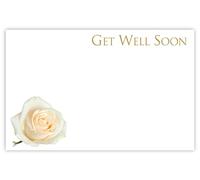 celloexpress Get Well Soon (White Rose) Flower Message Cards - 60mm x 90mm - Everyday Occasions Florist Card Gift Notes (Pack of 10)