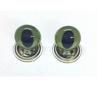 celloexpress Green Cats Crystal Eyes with Metal Backs - 15mm - Safety Eyes for Soft Toys or Teddy Bears - Pack of 1 Pair