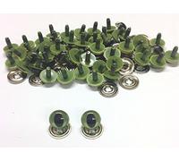 celloexpress Green Cats Crystal Eyes with Metal Backs - 15mm - Safety Eyes for Soft Toys or Teddy Bears - Pack of 50 Pairs