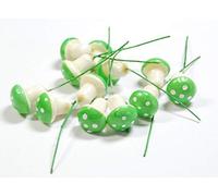 celloexpress Green Mini Toadstools - Indoor Floral Display Fairy Garden Mushrooms (Pack of 10)