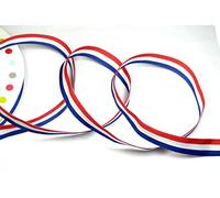 celloexpress Grosgrain Ribbon - 15mm-38mm Width - Union Jack, Coronation, Tricolour, Christmas Themes (1m, Red, White & Blue Tricolour - 35mm)
