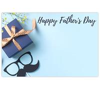celloexpress Happy Father's Day (Gift & Moustache) Flower Message Cards - 60mm x 90mm - Father's Day Florist Card Gift Notes (Pack of 100)