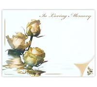 celloexpress In Loving Memory (3 Peach Roses) Flower Message Cards - 90mm x 125mm - Bereavement Florist Card Sympathy Condolences Notes (Pack of 12)