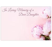 celloexpress In Loving Memory Daughter (Pink Peony) Flower Message Cards - 60mm x 90mm - Bereavement Florist Card Sympathy Condolences Notes (Pack of 20)