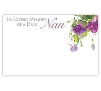 celloexpress In Loving Memory Nan (Fuchsia) Flower Message Cards - 60mm x 90mm - Bereavement Florist Card Sympathy Condolences Notes (Pack of 100)