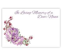 celloexpress In Loving Memory Nana (Lilac Hydrangea) Flower Message Cards - 60mm x 90mm - Bereavement Florist Card Sympathy Condolences Notes (Pack of 10)