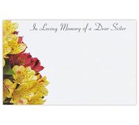 celloexpress In Loving Memory Sister (Lily of the Incas) Flower Message Cards - 60mm x 90mm - Bereavement Florist Card Sympathy Condolences Notes (Pack of 20)
