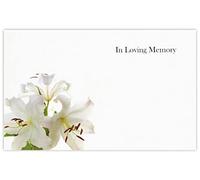 celloexpress In Loving Memory (White Lilies) Flower Message Cards - 60mm x 90mm - Bereavement Florist Card Sympathy Condolences Notes (Pack of 50)