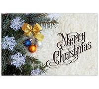 celloexpress Merry Christmas (Gold Bow & Baubles) Flower Message Cards - 55mm x 85mm - Christmas Florist Card Gift Notes (Pack of 10)