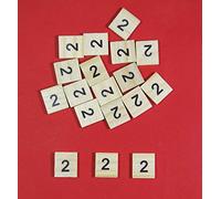 celloexpress Pack of 20-2 Scrabble Tiles - Same Number Bags - 20 Wooden Tiles - 18.1mm x 20mm x 5.2mm For Crafting and Scrapbooking