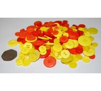celloexpress Pack of 25g - YELLOW & ORANGE BUTTONS - Mixed Sizes of Various Yellow and Orange Buttons for Sewing and Crafting