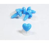 celloexpress Pack of 5-15mm x 13mm Deep Sky Blue Heart Noses Plastic Backs - Teddy Bear & Soft Toy Making Character Nose