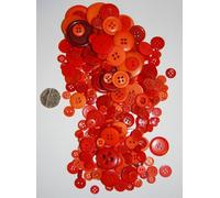 celloexpress Pack of 500g - RED & ORANGE BUTTONS - Mixed Sizes of Various Red and Orange Buttons for Sewing and Crafting