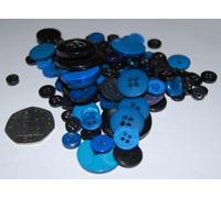 celloexpress Pack of 50g - BLACK & BLUE BUTTONS - Mixed Sizes of Various Black & Blue Buttons for Sewing and Crafting