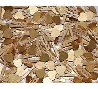 celloexpress Packs of 25-30mm Love Hearts on Mini NATURAL Wooden Craft Pegs - Colour Choice and Pack Quantity Choice (Gold)