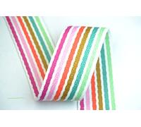 celloexpress Pastel Stripe 38mm Polyester Mix Striped Webbing - 2m (200cm) - Strap Tape Bag Tote Handle