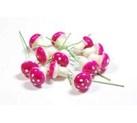 celloexpress Pink Mini Toadstools - Indoor Floral Display Fairy Garden Mushrooms (Pack of 5)