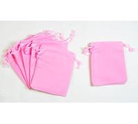 celloexpress Pink Straight Velvet Gift Coin Pouches - 7cm x 9cm - Wedding Drawstring Jewellery Bags Wedding Favours (Pink Straight - 10cm x 12cm, Pack of 5)