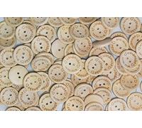 celloexpress Printed Natural Wooden Buttons for Sewing and Crafting - (Handmade with Love - Hearts Buttons - 15mm, Pack of 100)