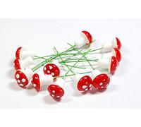 celloexpress Red Mini Toadstools - Indoor Floral Display Fairy Garden Mushrooms (Pack of 100)
