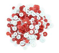 celloexpress Red & White Tiny Buttons - Mixed Colours Small Sizes Mini Crafts Sewing Card Embellishments (Pack of 250g)