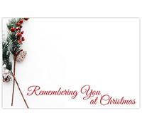 celloexpress Remembering You Christmas (Snow Berries) Flower Message Cards - 60mm x 90mm - Christmas Florist Card Gift Notes (Pack of 50)