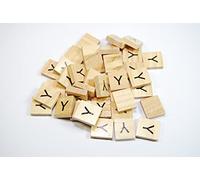 celloexpress Scrabble Wooden Tiles Same Letter Without Number Value - 18.1mm x 20mm x 5.2mm For Crafting and Scrapbooking - Y Scrabble Tiles No Number Value - Pack of 50