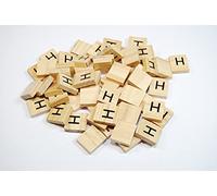 celloexpress Scrabble Wooden Tiles Same Letter Without Number Value - 18.1mm x 20mm x 5.2mm For Crafting and Scrapbooking - H Scrabble Tiles No Number Value - Pack of 50