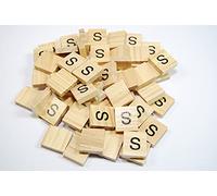 celloexpress Scrabble Wooden Tiles Same Letter Without Number Value - 18.1mm x 20mm x 5.2mm For Crafting and Scrapbooking - S Scrabble Tiles No Number Value - Pack of 50