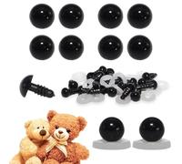 celloexpress Solid Black Eyes with Plastic Backs - Safety Eyes for Soft Toy or Teddy Bear Making - 6mm, Pack of 4 Pairs