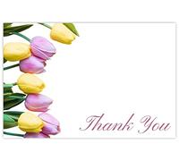 celloexpress Thank You (Tulips) Flower Message Cards - 60mm x 90mm - Everyday Occasions Florist Card Gift Notes (Pack of 50)