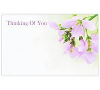 celloexpress Thinking of You (Pink Flowers) Flower Message Cards - 60mm x 90mm - Everyday Occasions Florist Card Gift Notes (Pack of 20)