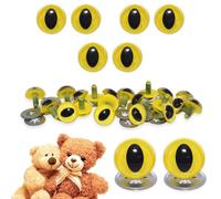 celloexpress Yellow Cats Eyes with Metal Backs - 12mm - Crystal Eyes for Teddy Bear Animal Soft Toy Making - Pack of 3 Pairs