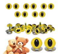 celloexpress Yellow Cats Eyes with Metal Backs - 15mm - Crystal Eyes for Teddy Bear Animal Soft Toy Making - Pack of 5 Pairs