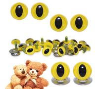 celloexpress Yellow Cats Eyes with Metal Backs - 18mm - Crystal Eyes for Teddy Bear Animal Soft Toy Making - Pack of 2 Pairs
