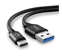 CELLONIC® 2m USB Data Cable Replacement for Marshall Emberton, Minor III, Major IV, Stockwell II, 3A Headset Headphones Charging 5 GBit/s - USB 3.1 Gen 1 (USB 3.0) Fast File Transfer Nylon - Black
