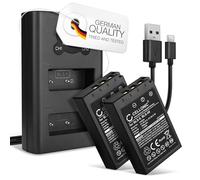CELLONIC 2x Battery for Camera Compatible with Olympus Pen E-PL8, Pen E-PL7, OM-D E-M10 Mark II, BLS-50 - (1000mAh, 7.4V) + Dual Charger