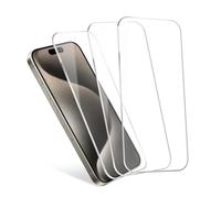 CELLONIC 3-Pack Screen Protectors compatible with iPhone 15 Pro - 9H Tempered Glass, 0.33 mm, Case-Friendly, Full-Glue 2.5D