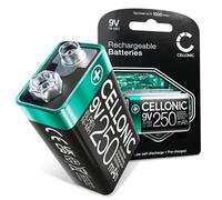 CELLONIC 9V Rechargeable Battery - NiMH Battery 9V / E Block / 6F22 / 6LR61 / AM-61 Long-life Power Cell (1 Pack, 250mAh) compatible with Microphone, Smoke Detector, Toy, Walkie-Talkie