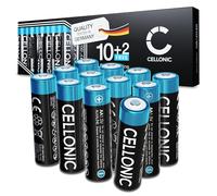 CELLONIC AA Alkali Batteries for remotes, toys - 12x | Not rechargeable (2900mAh, 1.5V) for Small Electronics, for Maginon WK-4HDW, for WUBEN X4, for Omron Complete