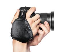 CELLONIC Hand Grip Camera Wrist Strap UK Secure, Comfortable Quick Release Faux Leather Camera Strap 1/4” Mirrorless, Compact, DSLR Hand Strap Harness Compatible with Canon Sony Nikon Olympus - Black