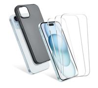 CELLONIC iPhone 15 Plus 1xCase & 3x Screen Protector Set - 6.7" Black Phone Back Cover & Protective Display Glass 0.33mm Ultra Thin 9H Tempered Glass
