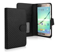 CELLONIC Universal Phone Case Compatible for Smartphones (13.2cm x 8cm x 1cm) PU Leather Thin, Slim Protective Folding Flip Phone Wallet Card Holder - Black