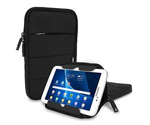 CELLONIC Universal Protective 8 Inch Tablet Case w/Tablet Stand for 8” Tablet Black Nylon Anti-Shock Bubble Padding Sleeve Water Repellent Shockproof Slim Cover Bag Compatible for iPad Mini Galaxy