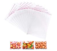 Cellophane Bags 200 Pack 10x6 cm Self Seal Cellophane Bags Clear Self-Adhesive OPP Display Sealable Bags for Cookies, Sweets, Envelopes, Gifts, Cards, Pictures