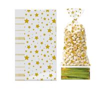 Cellophane Bags - 50 Pieces with 60, Star Themed Sealable Wraps | Feature Cookie Candy Packaging, Christmas Halloween Party for Cons Use