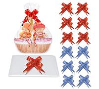 Cellophane Basket Bags, 20 PCS Cellophane Bags with Pull Bow Set,Hamper Wrap Bag for Arts & Crafts Wedding Holiday Baby Shower Bridal Shower Gift Making (Medium Size)