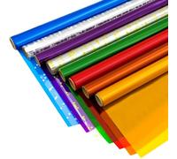 Cellophane Wrap for Gift Baskets, 34" X 10' Extra Large Transparent Colored Cellophane Wrap Roll 8 Colors, Cellophane Paper for Gift,Treat,Cookie,Flowers Bouquet,Florist,Floral,Candy Leis,Diy Crafts
