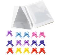 Cellophane Wrap for Hampers, 24 Piece Gift Basket Hamper Kit with 12 Bags & 12 Bows, Clear Plastic Wrapping Paper for Gifts, Large Cellophane Bags for Professional Gift Packaging